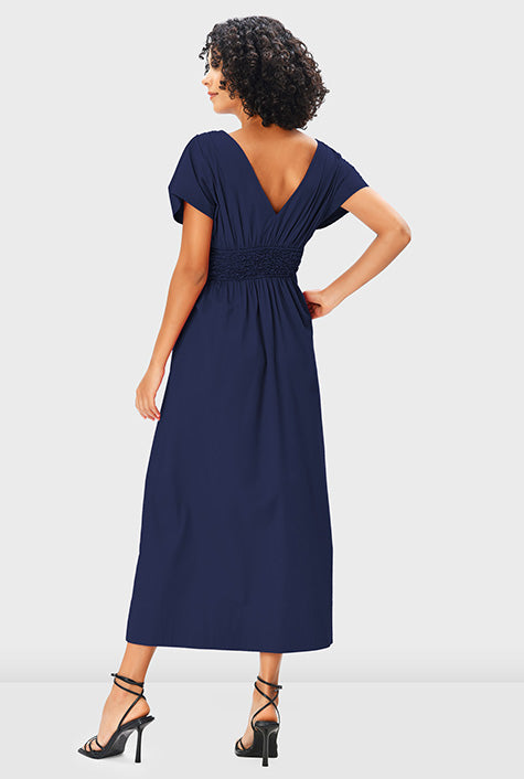Cotton Poplin Smocked Waist Dress
