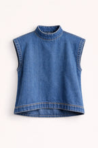 Blusa de mezclilla de algodón para mujer