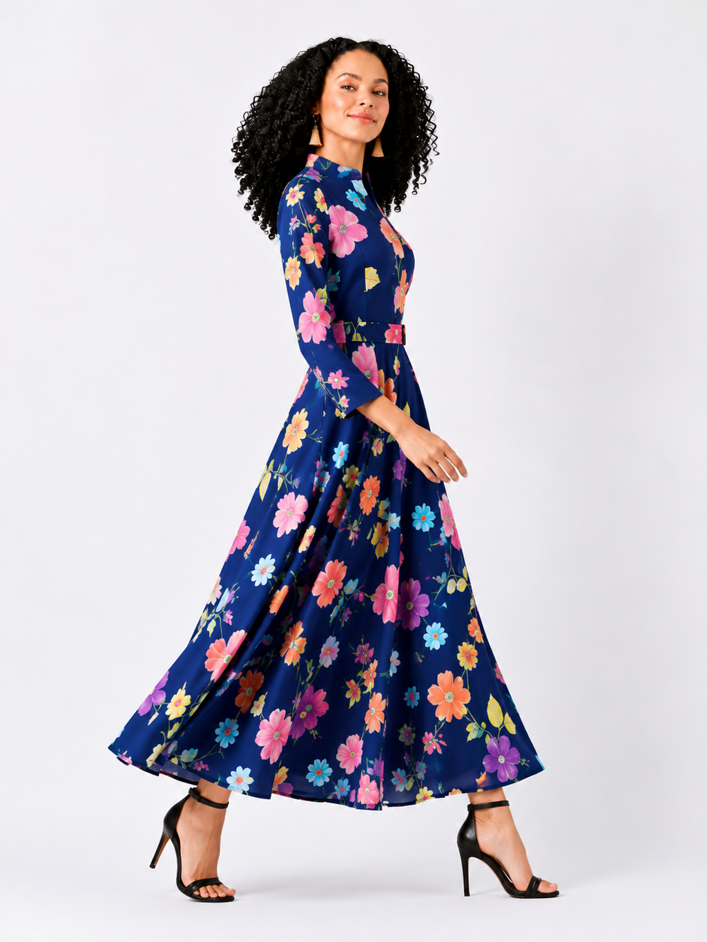 Floral Print Fit & Flare Maxi Dress