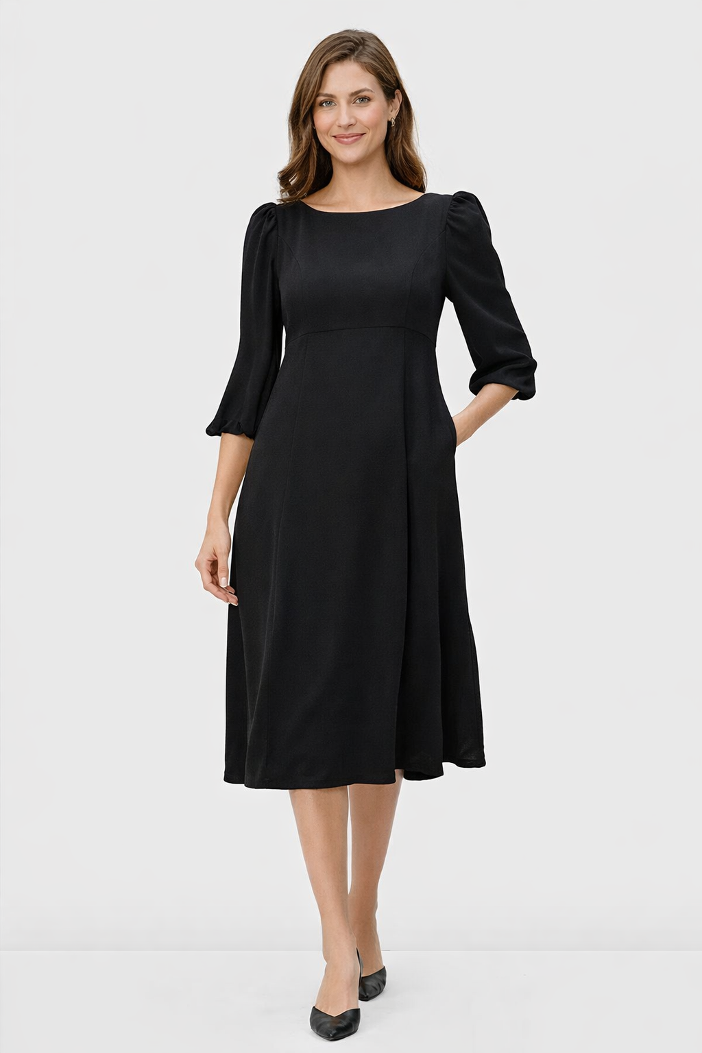 Empire Waist Jersey Crepe A-Line Dress