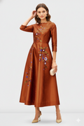 Floral Embroidery Dupioni A-Line Dress