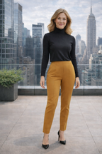 Crease Front Elastic Waist Cotton Jersey Pants