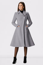 Melton-Look Frock Coat | Tailored Tan Wrap-Front Winter Coat