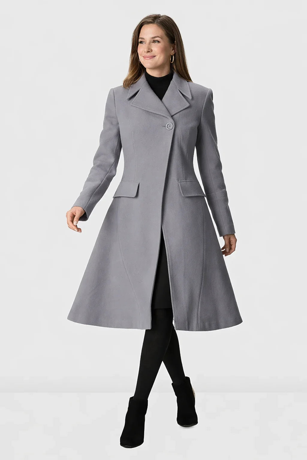Melton-Look Frock Coat | Tailored Tan Wrap-Front Winter Coat