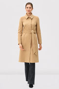Melton-Look Car Coat | Straight-Cut Khaki Belted Outerwear