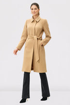 Melton-Look Car Coat | Straight-Cut Khaki Belted Outerwear