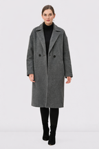 Melton-Look Long-Line Wool Blend Coat