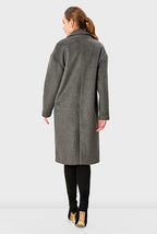 Melton-Look Long-Line Wool Blend Coat