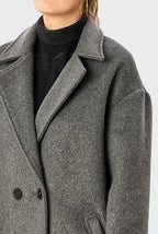 Melton-Look Long-Line Wool Blend Coat