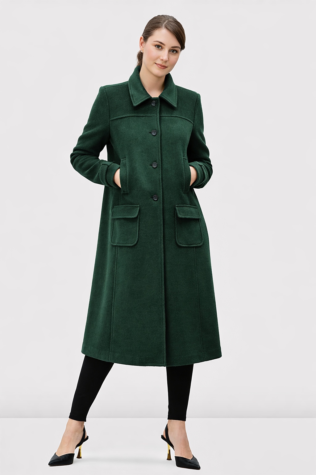 Melton-Look Long Coat