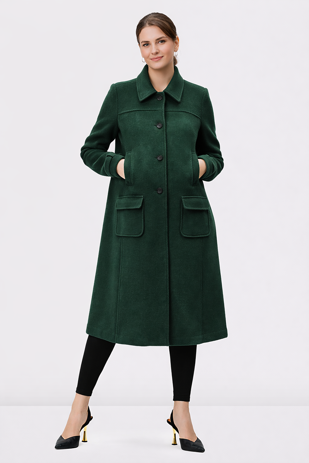 Melton-look long coat | Smart casual, Polished Workwear