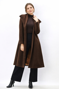 Melton-Look Wool Blend Sash-Tie Coat