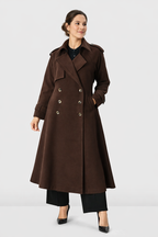 Melton-Look Wool Blend Trench Coat