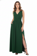 Pleated Cotton Jersey Knit Maxi Dress