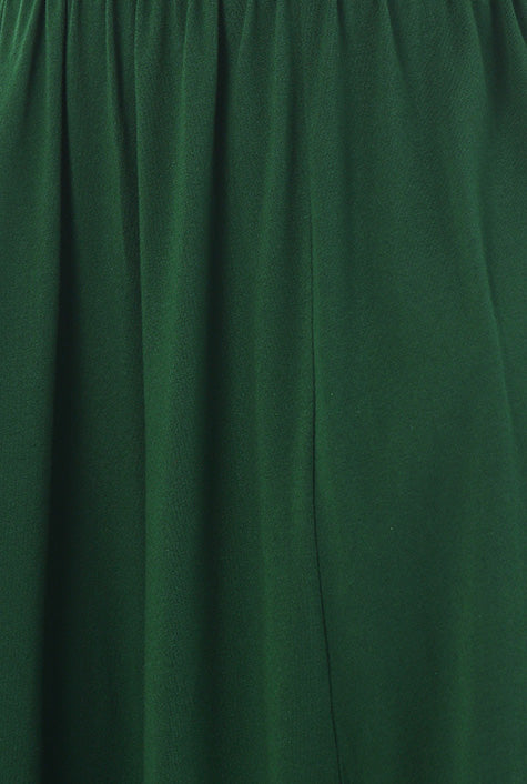Pleated Cotton Jersey Knit Maxi Dress