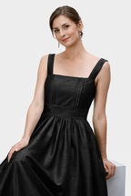 Pleated Waist Dupioni Midi Dress