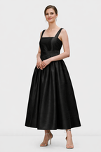 Pleated Waist Dupioni Midi Dress
