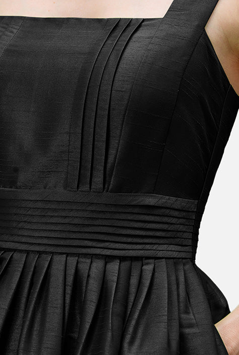 Pleated Waist Dupioni Midi Dress