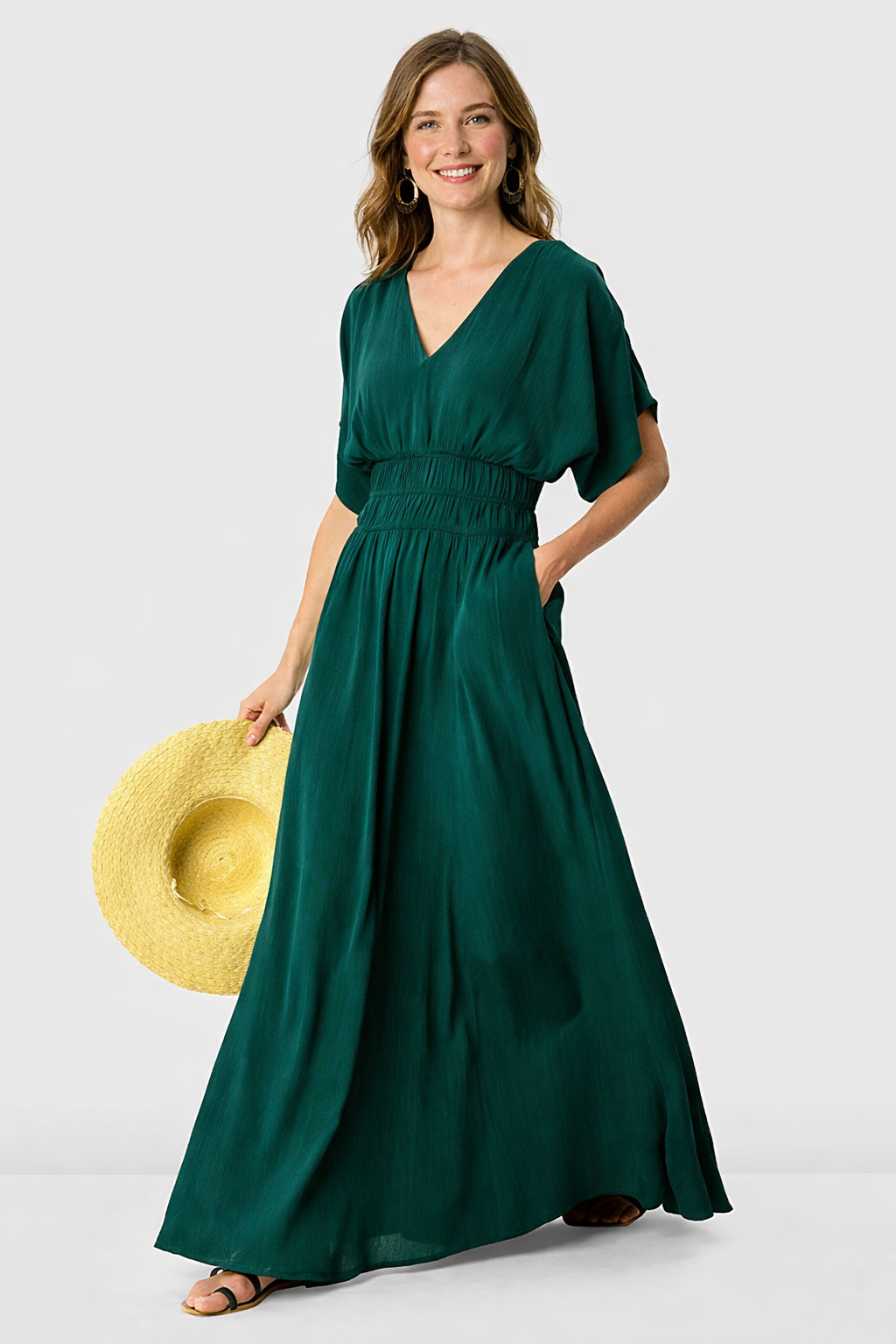 Rayon Crinkle Smocked Waist Dress