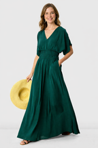 Rayon Crinkle Smocked Waist Dress