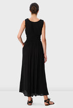 Rayon Crinkle Smocked Waist Midi Dress