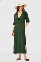 Rayon Crinkle Vented Shift Dress