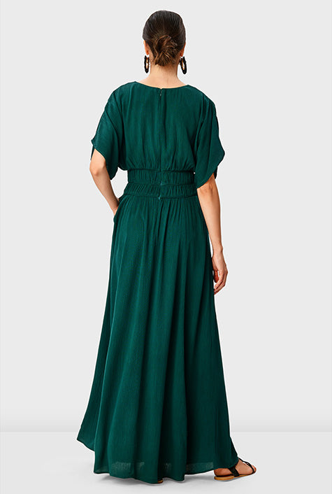 Rayon Crinkle Smocked Waist Dress