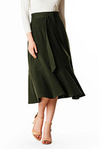 Ruffle Flounce Cotton Knit Skirt | High-Waist Midi Wrap Style