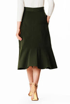 Ruffle Flounce Cotton Knit Skirt | High-Waist Midi Wrap Style