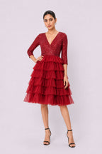 Sequin Mesh Ruffle Tier Dress