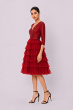 Sequin Mesh Ruffle Tier Dress