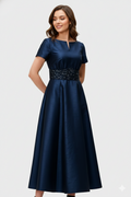 Sequin Embroidery Dupioni Dress