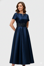 Sequin Embroidery Dupioni Dress