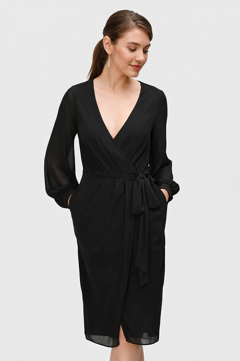 Sheer Chiffon Wrap Dress