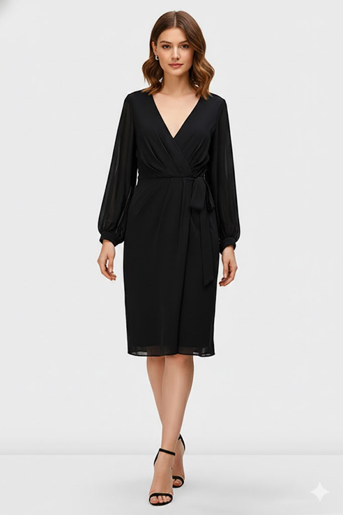 Sheer Chiffon Wrap Dress