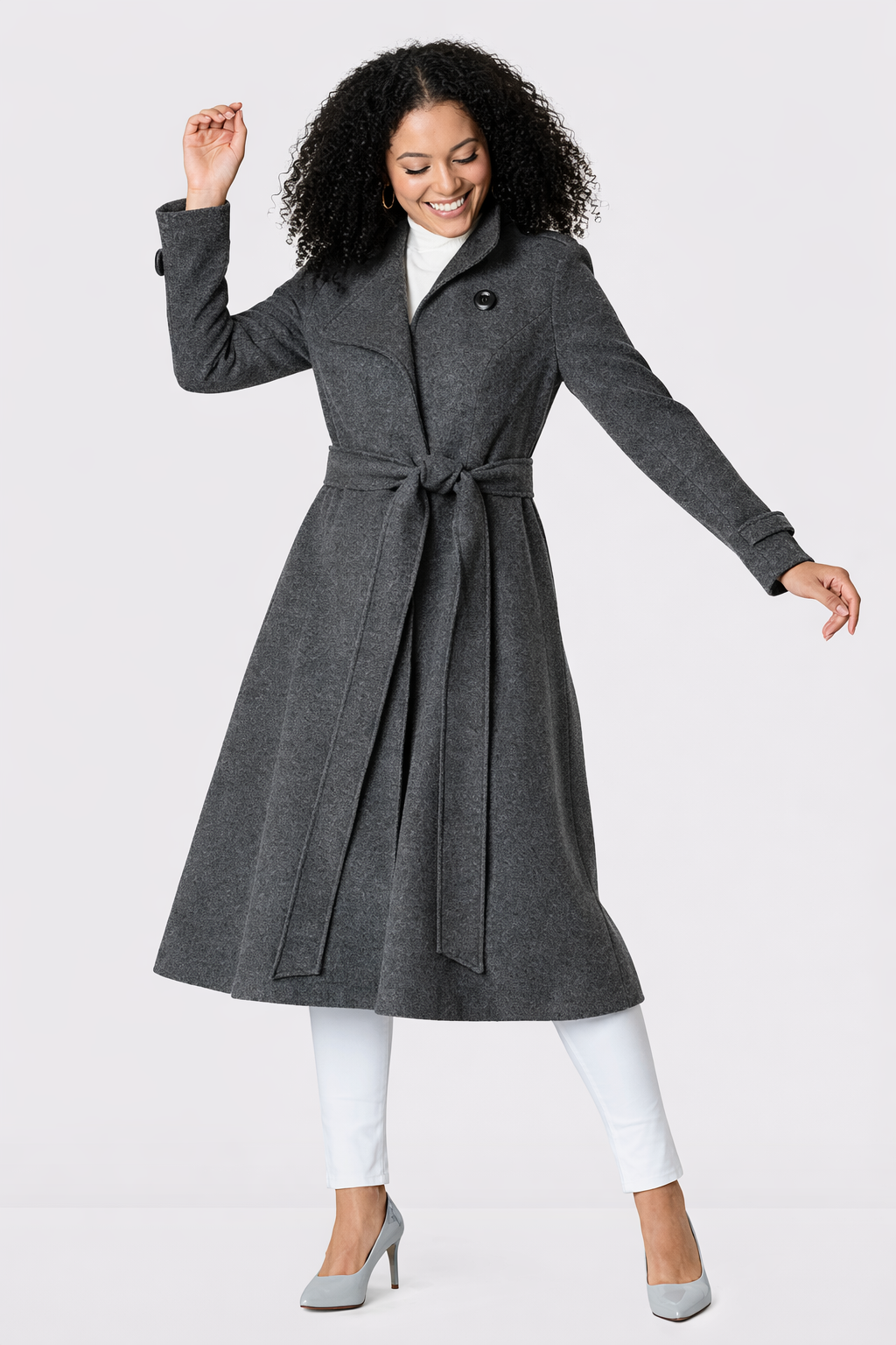 Wool Blend Sash Tie Coat