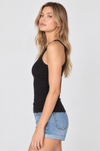 Women’s Black Cotton Ribbed Tank Top