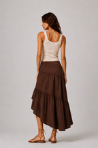 Asymmetric Tiered High-Low Maxi Skirt