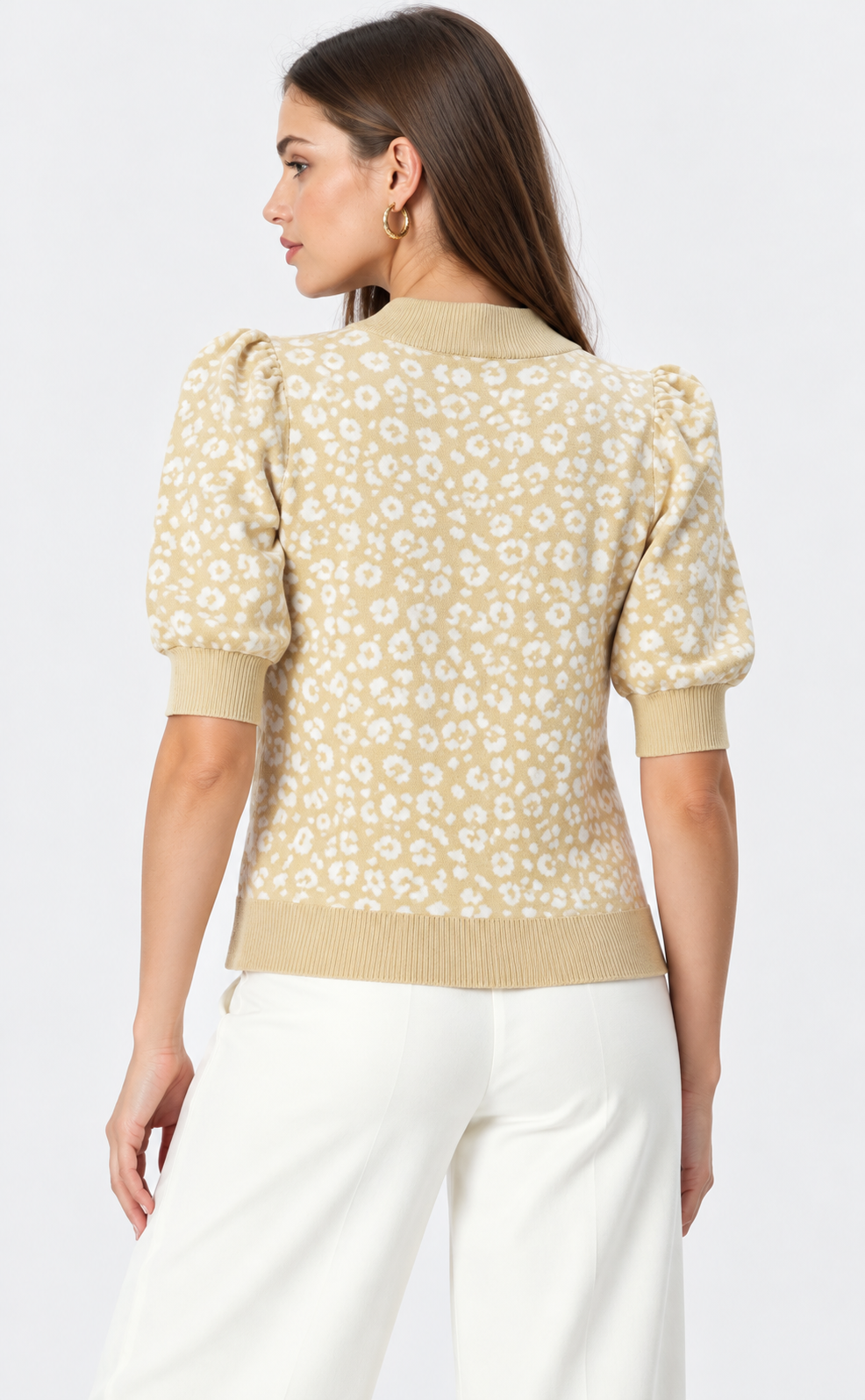 linen cotton jacquard knit cardigan for women