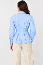 Women’s Light Blue Poplin Peplum Shirt