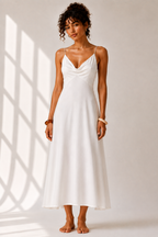 Ivory Cowl Neck Slip Midi Dress