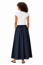 Drawstring Full-Length Cotton Poplin Skirt