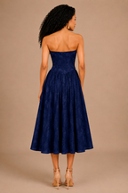 Strapless Burnout Floral Corset Midi Dress