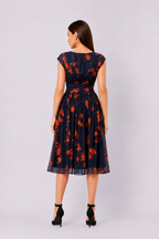 Floral Print Georgette Pleated Empire Dress