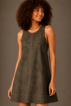 Olive Green Textured Mini Dress