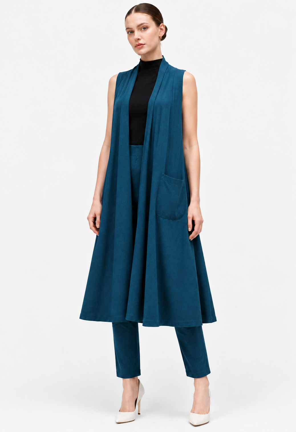 Cotton Jersey Longline Open-Front Shrug