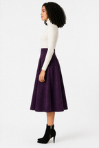 Plum High-Waisted Flared Maxi Skirt