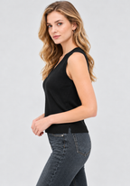 Women's Black Wool Knit V-Neck Sweater Vest – Sleeveless Classic Pullover