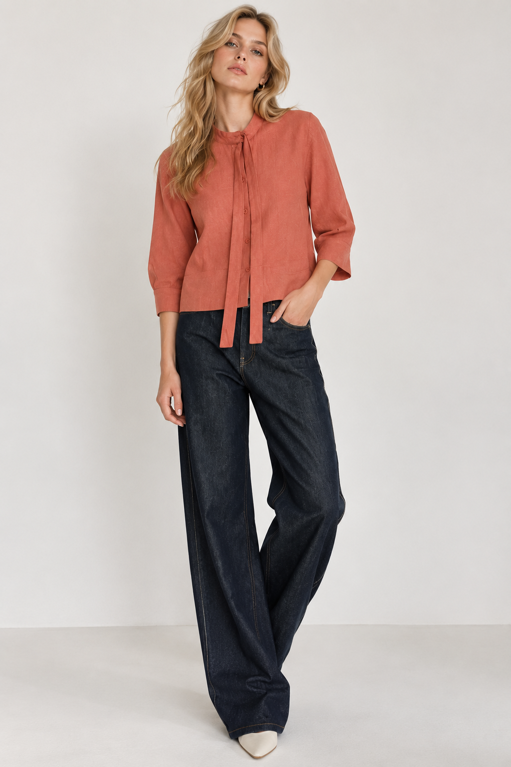 Women’s Rust Poplin Hooded Drawstring Top