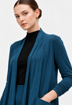 Cotton Jersey Longline Open-Front Shrug